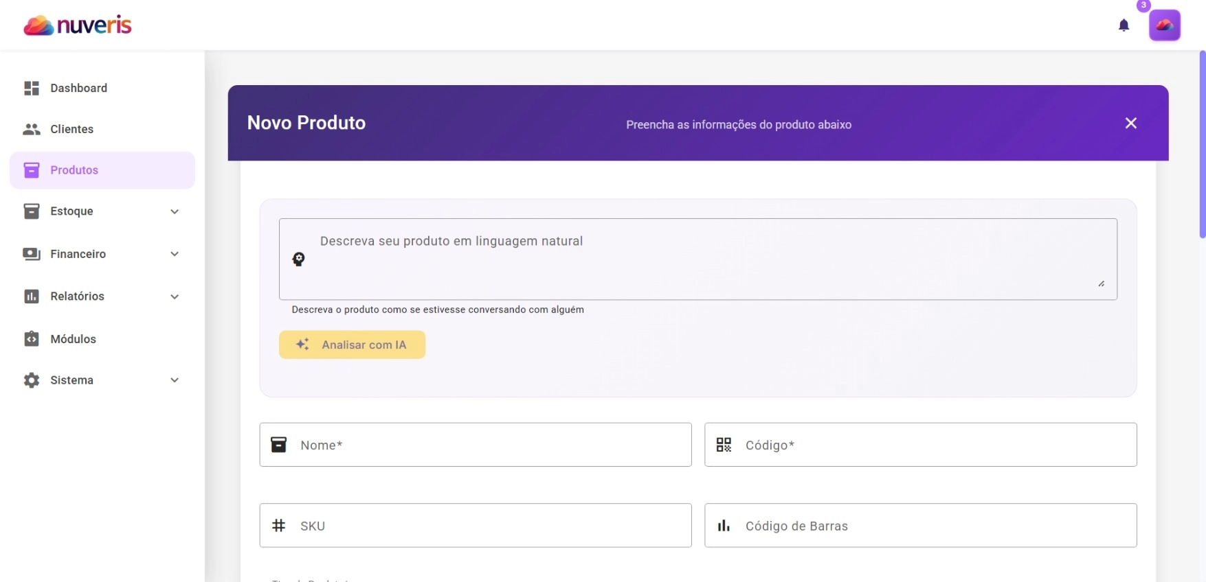 Gestão de Produtos Nuveris