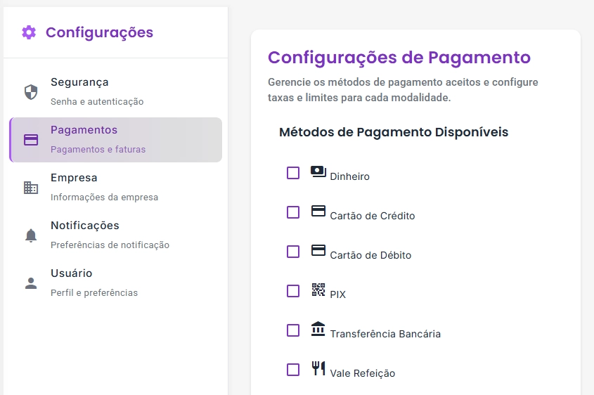 Configurações Nuveris